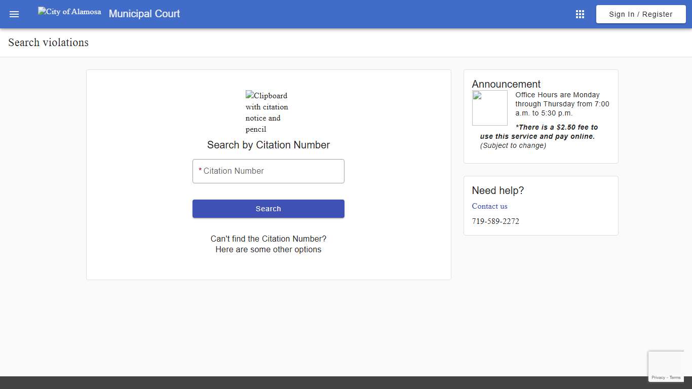 Search - Search violations - Municipal Court - Alamosa, CO - Municipal Online Services
